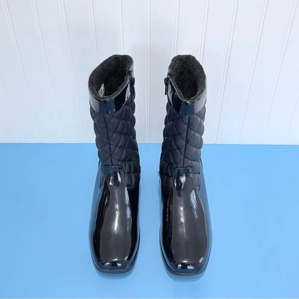 Bass Glacier Women's Black Quilted Calf Height Zipper Boots Size 9M